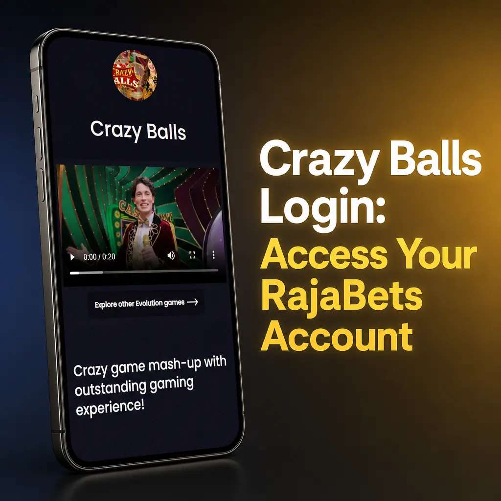Crazy Balls login screen on the RajaBets casino app
