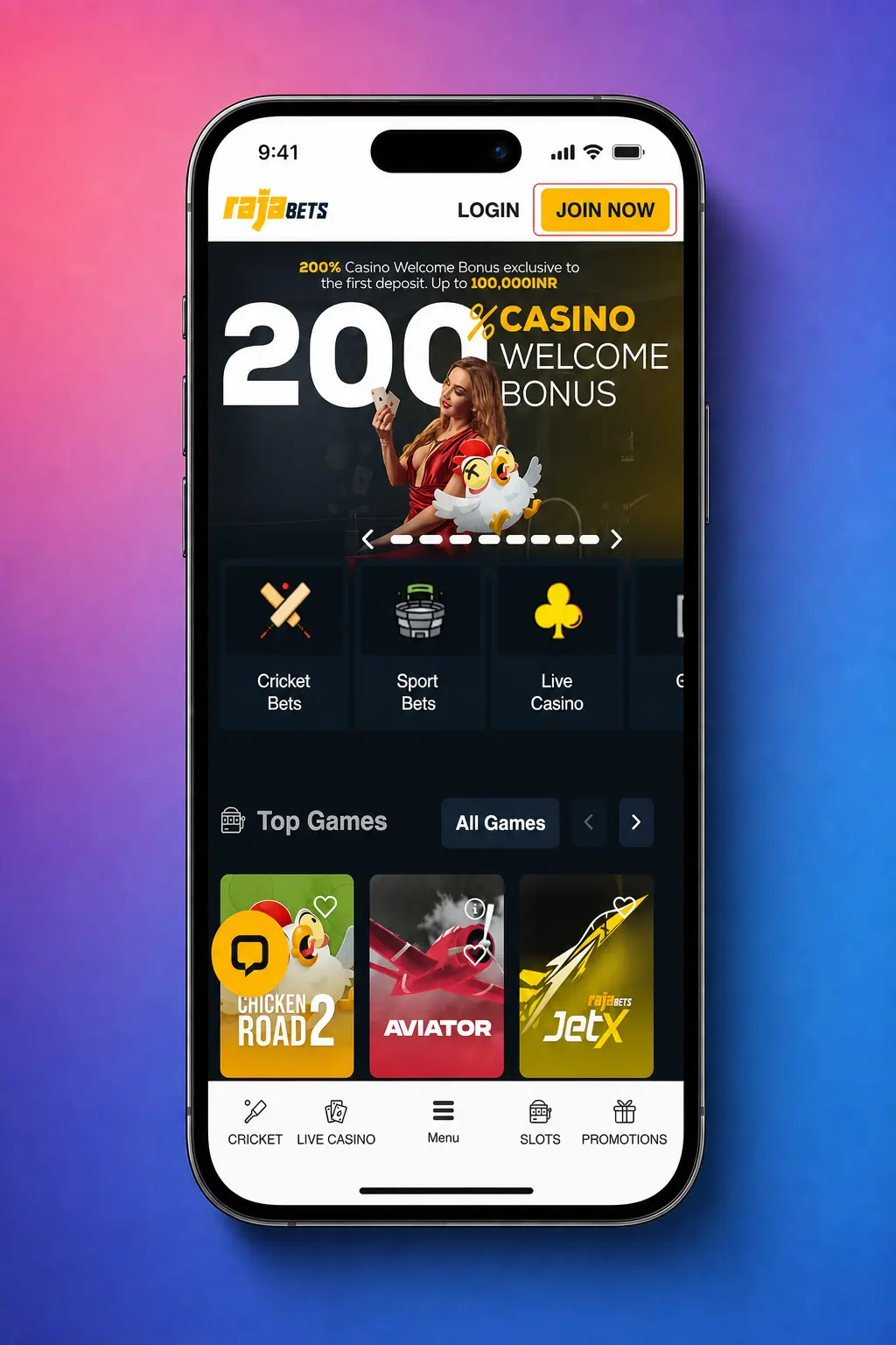 RajaBets app registration screen