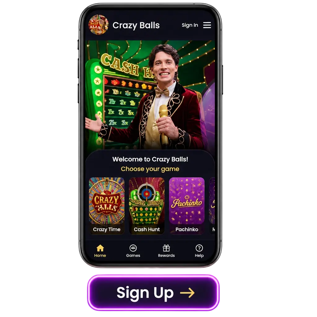 Crazy Balls game registration screen at RajaBets