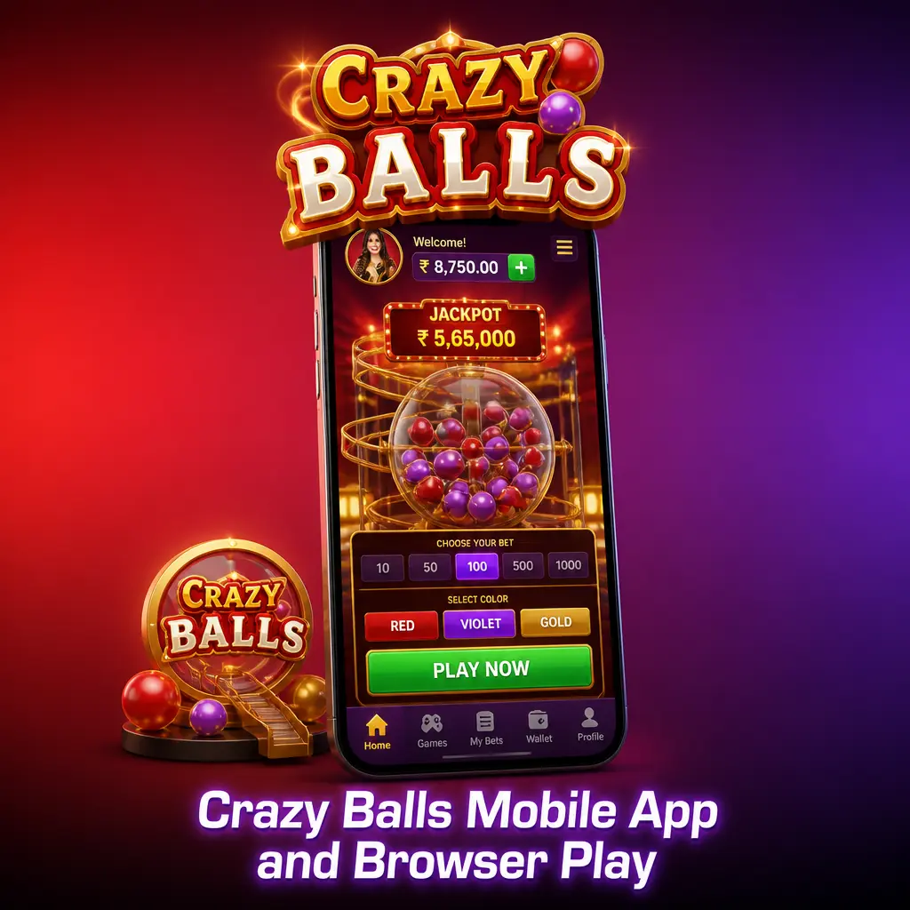 RajaBets mobile app lobby showing Crazy Balls